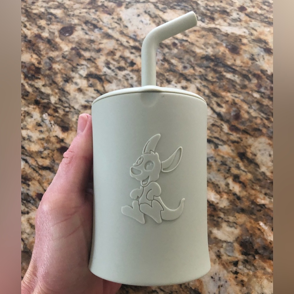 Kangookid Silicone Straw Cup for kids/toddlers - 6.5 oz. - Sage color.